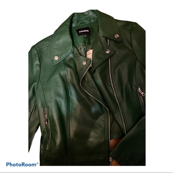 NWT Express Leather Bomber Jacket - Picture 3 of 7